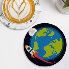 Spaceship Design Uv Print Round Tile Coaster by Bedest