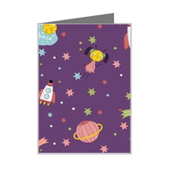 Space Travels Seamless Pattern Vector Cartoon Mini Greeting Card by Bedest