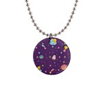 Space Travels Seamless Pattern Vector Cartoon 1  Button Necklace Front