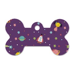 Space Travels Seamless Pattern Vector Cartoon Dog Tag Bone (one Side) by Bedest