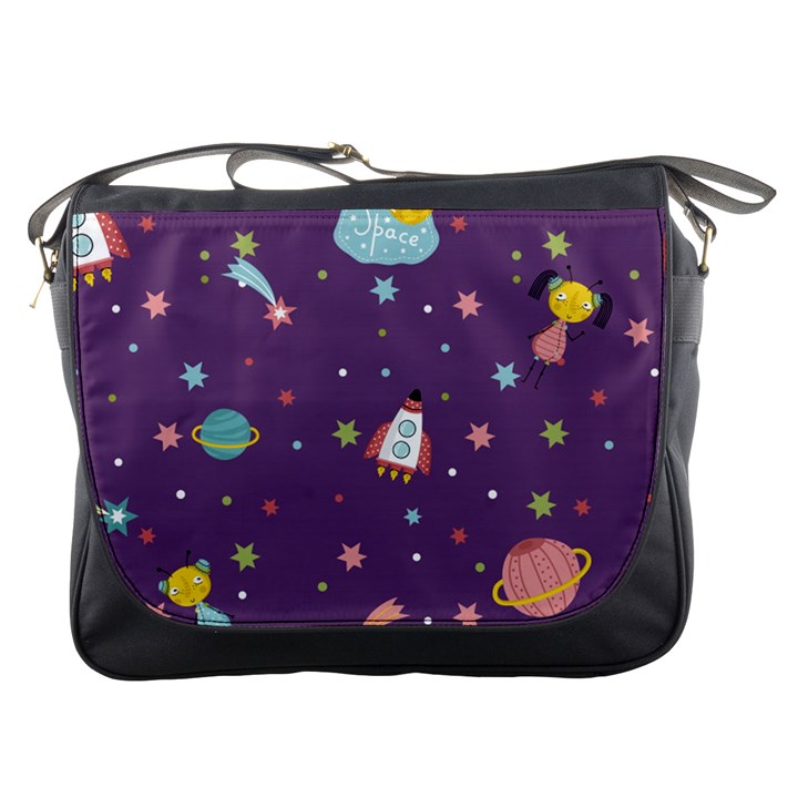 Space Travels Seamless Pattern Vector Cartoon Messenger Bag