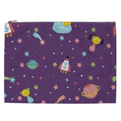 Space Travels Seamless Pattern Vector Cartoon Cosmetic Bag (xxl) by Bedest