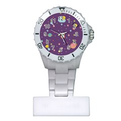 Space Travels Seamless Pattern Vector Cartoon Plastic Nurses Watch