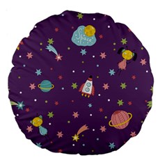 Space Travels Seamless Pattern Vector Cartoon Large 18  Premium Flano Round Cushions by Bedest