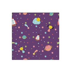 Space Travels Seamless Pattern Vector Cartoon Satin Bandana Scarf 22  X 22  by Bedest