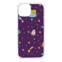 Space Travels Seamless Pattern Vector Cartoon Iphone 14 Tpu Uv Print Case