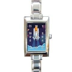 Spaceship Milkyway Galaxy Rectangle Italian Charm Watch by Bedest