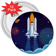 Spaceship Milkyway Galaxy 3  Buttons (10 Pack)  by Bedest