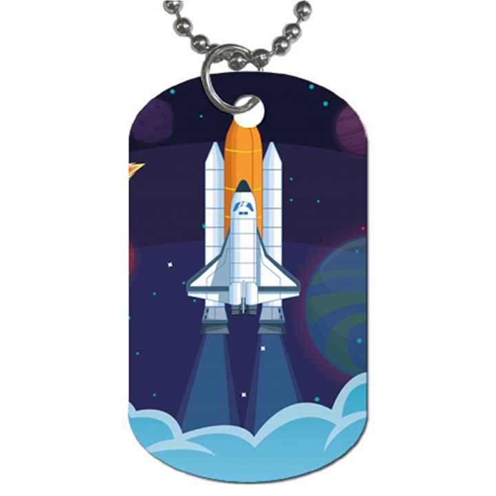 Spaceship Milkyway Galaxy Dog Tag (Two Sides)