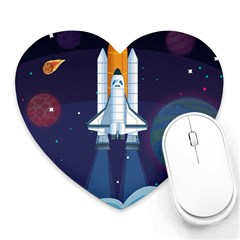 Spaceship Milkyway Galaxy Heart Mousepad by Bedest