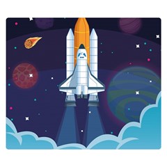 Spaceship Milkyway Galaxy Two Sides Premium Plush Fleece Blanket (small) by Bedest