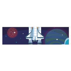 Spaceship Milkyway Galaxy Oblong Satin Scarf (16  X 60 ) by Bedest