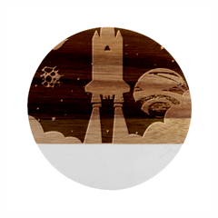 Spaceship Milkyway Galaxy Marble Wood Coaster (round)