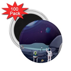 Alien Astronaut Scene 2 25  Magnets (100 Pack)  by Bedest