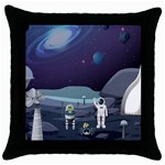 Alien Astronaut Scene Throw Pillow Case (Black) Front