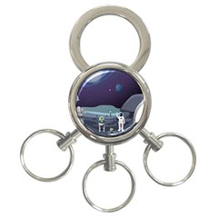 Alien Astronaut Scene 3-ring Key Chain by Bedest