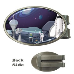 Alien Astronaut Scene Money Clips (oval)  by Bedest