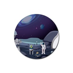 Alien Astronaut Scene Rubber Coaster (round) by Bedest