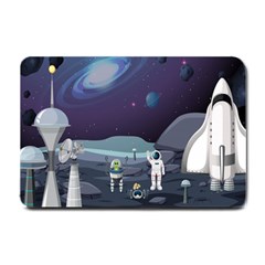 Alien Astronaut Scene Small Doormat by Bedest