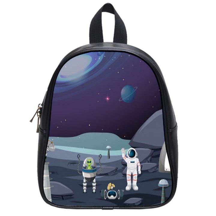 Alien Astronaut Scene School Bag (Small)