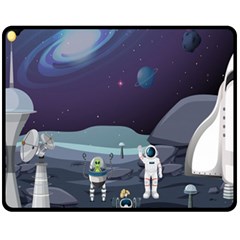 Alien Astronaut Scene Fleece Blanket (medium) by Bedest