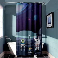 Alien Astronaut Scene Shower Curtain 36  X 72  (stall)  by Bedest