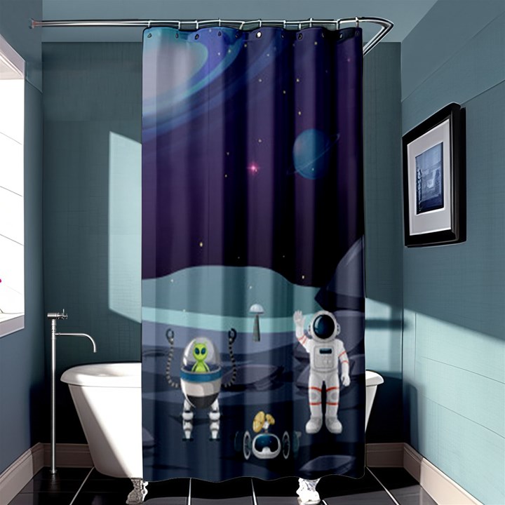 Alien Astronaut Scene Shower Curtain 36  x 72  (Stall) 