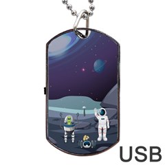 Alien Astronaut Scene Dog Tag Usb Flash (one Side) by Bedest