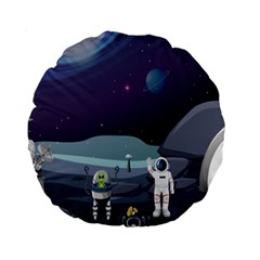 Alien Astronaut Scene Standard 15  Premium Round Cushions by Bedest