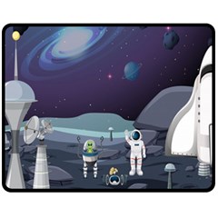 Alien Astronaut Scene Two Sides Fleece Blanket (medium) by Bedest