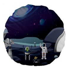 Alien Astronaut Scene Large 18  Premium Flano Round Cushions by Bedest