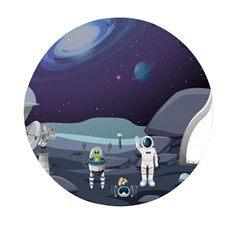 Alien Astronaut Scene Mini Round Pill Box (pack Of 5) by Bedest