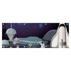 Alien Astronaut Scene Banner And Sign 8  X 3  by Bedest