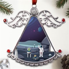 Alien Astronaut Scene Metal Angel With Crystal Ornament by Bedest