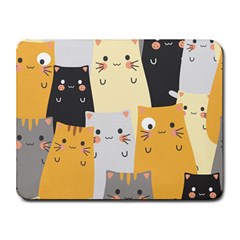 Seamless Pattern Cute Cat Cartoons Small Mousepad by Bedest