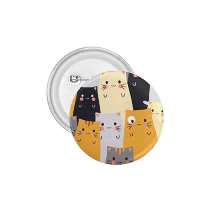 Seamless Pattern Cute Cat Cartoons 1.75  Buttons