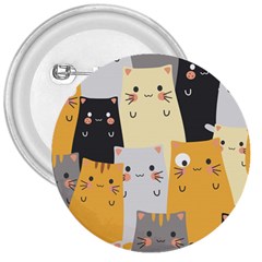 Seamless Pattern Cute Cat Cartoons 3  Buttons by Bedest