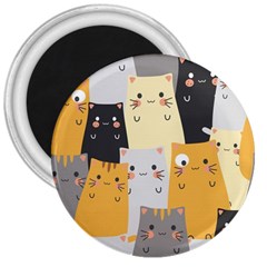 Seamless Pattern Cute Cat Cartoons 3  Magnets by Bedest