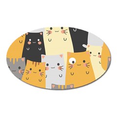 Seamless Pattern Cute Cat Cartoons Oval Magnet by Bedest