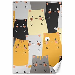 Seamless Pattern Cute Cat Cartoons Canvas 24  X 36  by Bedest