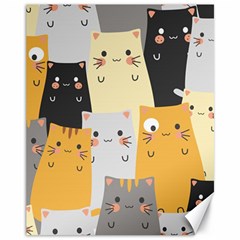 Seamless Pattern Cute Cat Cartoons Canvas 11  X 14  by Bedest