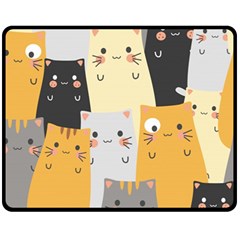 Seamless Pattern Cute Cat Cartoons Fleece Blanket (medium) by Bedest