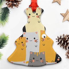 Seamless Pattern Cute Cat Cartoons Christmas Tree Ornament (two Sides) by Bedest