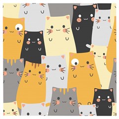 Seamless Pattern Cute Cat Cartoons Wooden Puzzle Square by Bedest