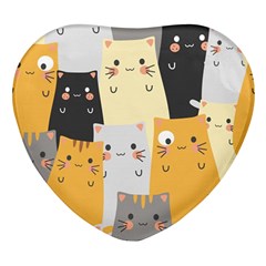 Seamless Pattern Cute Cat Cartoons Heart Glass Fridge Magnet (4 Pack) by Bedest