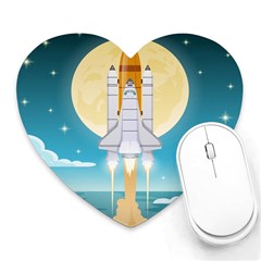 Space Exploration Illustration Heart Mousepad by Bedest