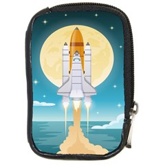 Space Exploration Illustration Compact Camera Leather Case by Bedest