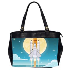 Space Exploration Illustration Oversize Office Handbag (2 Sides) by Bedest