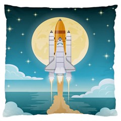 Space Exploration Illustration Large Premium Plush Fleece Cushion Case (one Side) by Bedest