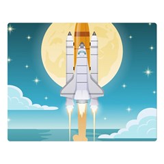 Space Exploration Illustration Two Sides Premium Plush Fleece Blanket (large) by Bedest